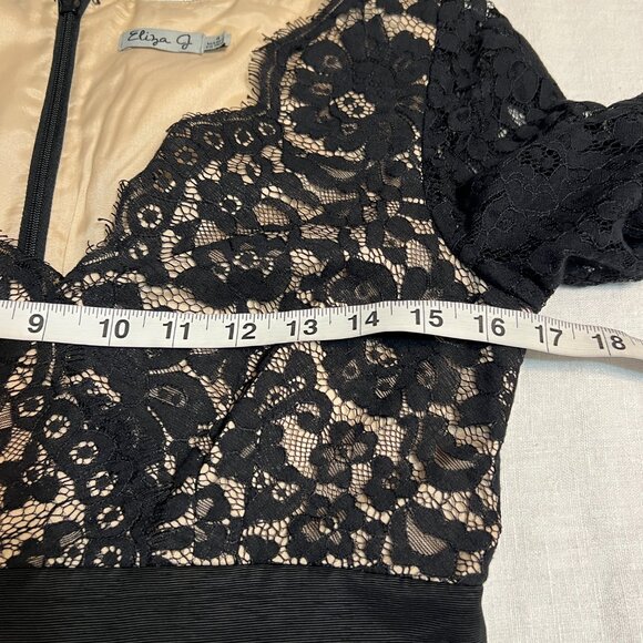 Eliza J Black Lace Bodice Fit&Flare Dress Size 4 Cocktail Formal Party Pockets - Picture 9 of 12